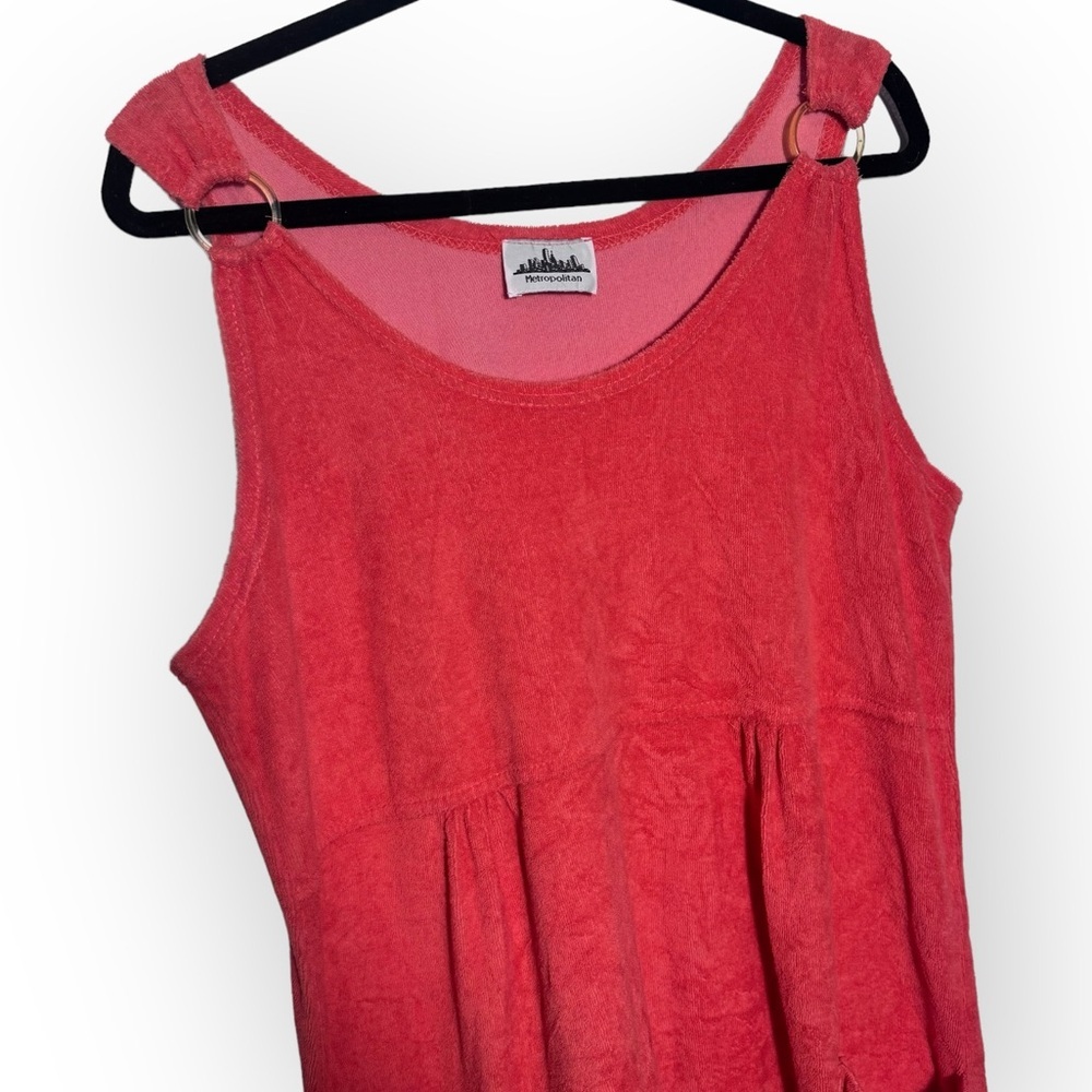 Metropolitan 90s Terrycloth Jumper dress Bright Orange coverup swim cover vtg - Picture 3 of 9